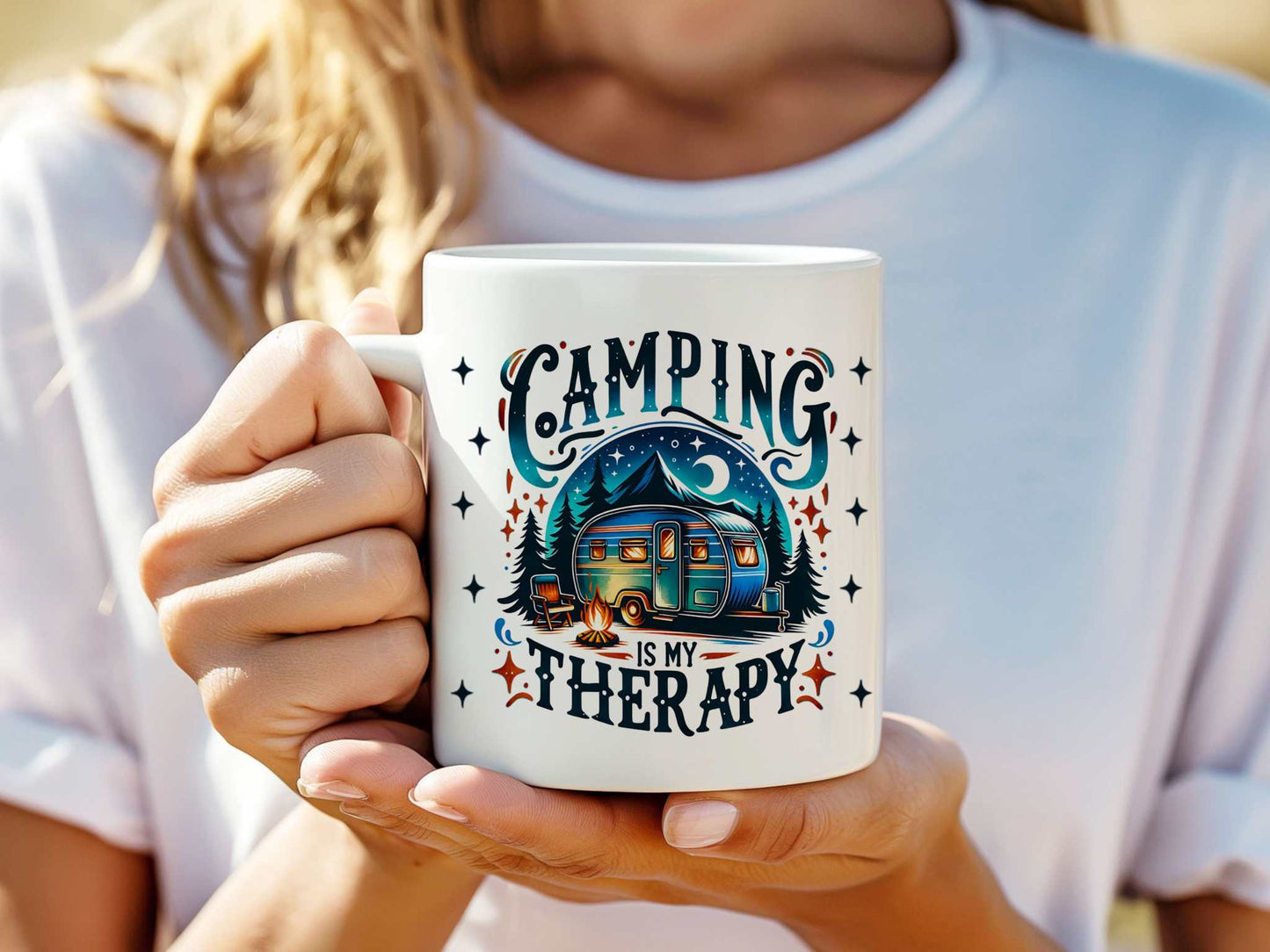 Camping Therapy Mug - Relax and Recharge Outdoors